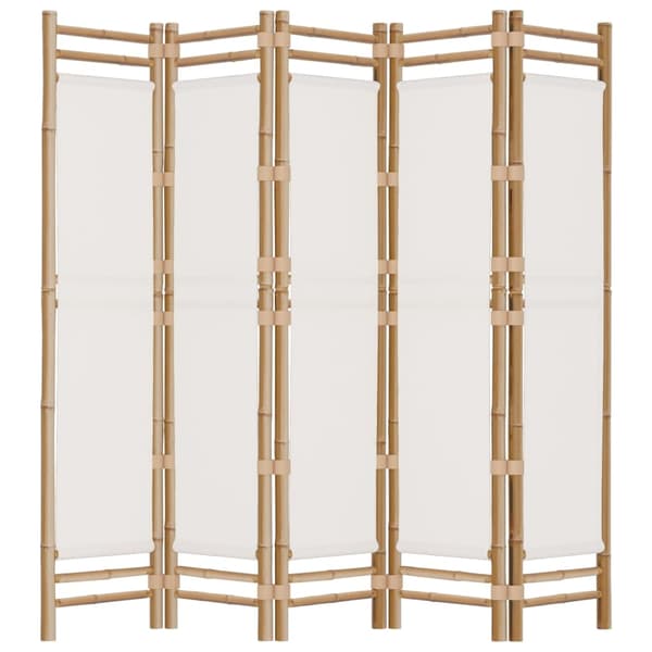 vidaXL Rumsavdelare 5 paneler hopfällbar 200 cm bambu och kanvas Kräm