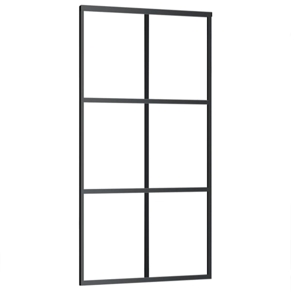 vidaXL Skjutdörr med beslagset ESG glas och aluminium 102x205 cm Svart