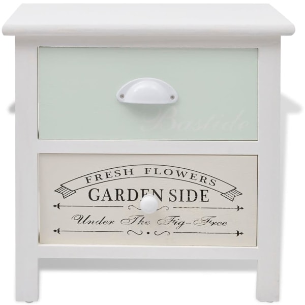 vidaXL Shabby Chic French nattduksbord trä Vit