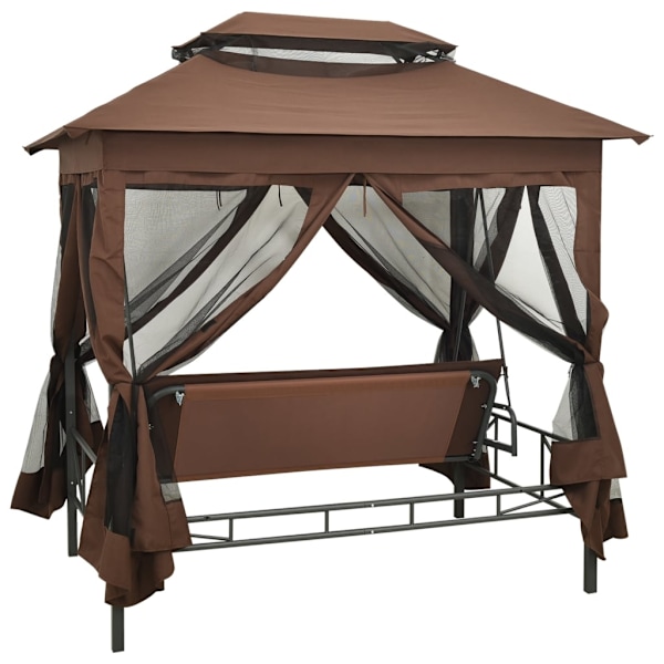 vidaXL Paviljong med hammock kaffebrun Brun
