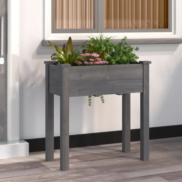 vidaXL Odlingslåda med foder grå 71x37x76 cm massivt granträ Grå