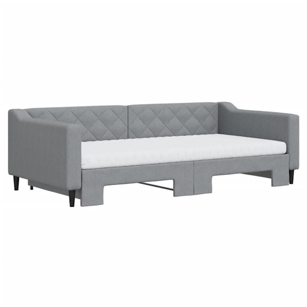 vidaXL Dagbädd med extrabädd och madrasser ljusgrå 100x200 cm tyg Grå