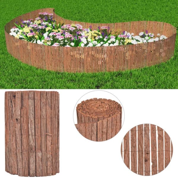 vidaXL Stängsel bark 1000x50 cm Brun