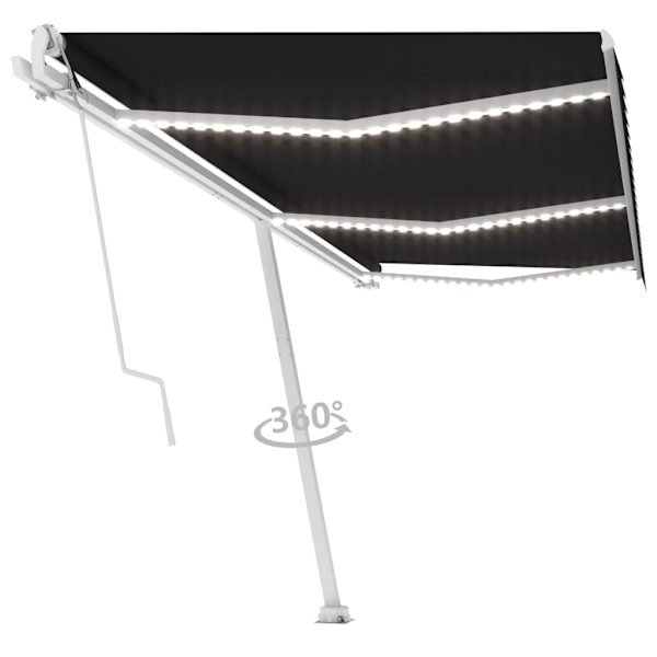 vidaXL Automatisk markis med vindsensor & LED 600x350 cm antracit Antracit