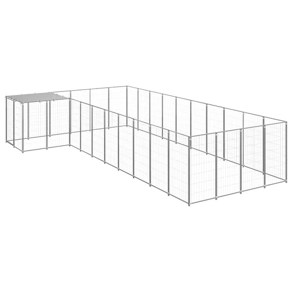 vidaXL Hundgård silver 13,31 m² stål Silver