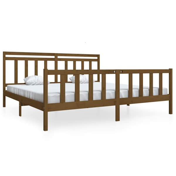 vidaXL Sängram honungsbrun massivt trä 200x200 cm Brun