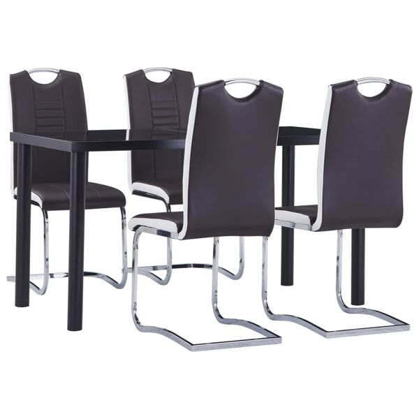 vidaXL Matgrupp 5 delar konstläder brun Brun