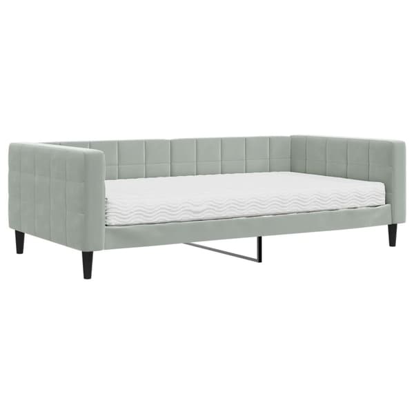 vidaXL Dagbädd med madrass ljusgrå 100x200 cm sammet Grå