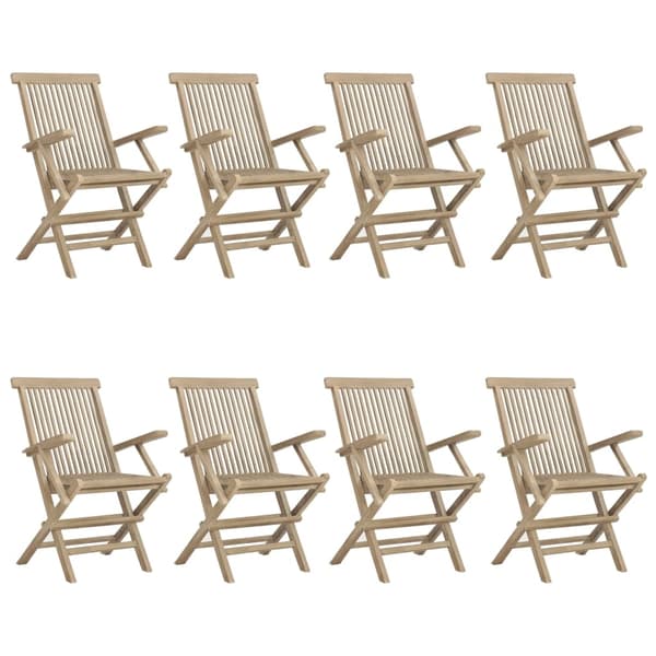 vidaXL Hopfällbara stolar 8 st grå 56x61x89 cm massivt trä teak Grå