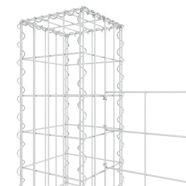 vidaXL U-formad gabionkorg med 5 stolpar järn 500x20x150 cm Silver
