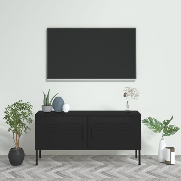 vidaXL Tv-bänk svart 105x35x50 cm stål Svart