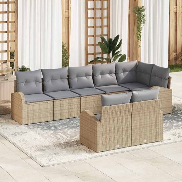 vidaXL Trädgårdsoffset 8 pcs konstrotting Beige