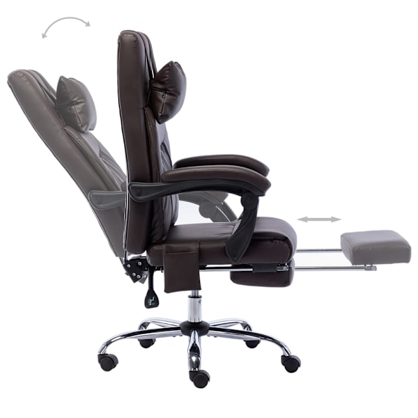 vidaXL Massagekontorsstol brun konstläder Brun