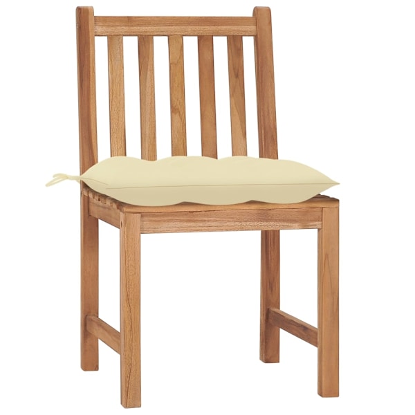 vidaXL Trädgårdsstolar 2 st med dynor massiv teak Creme