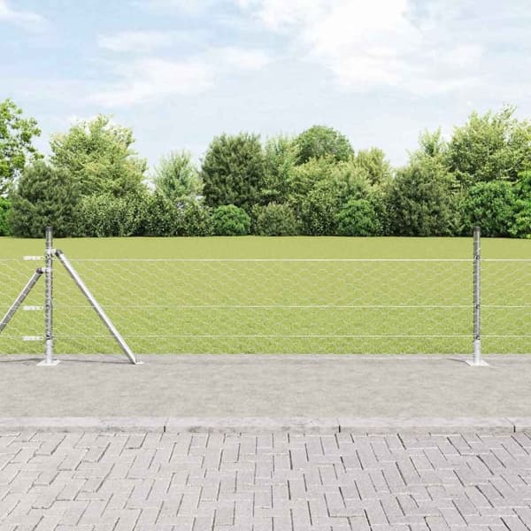 vidaXL Hexagonal stängsel med betongfundament 50 x 0,4 m Silver Mesh Silver