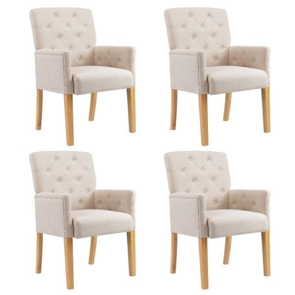 vidaXL Matstolar med armstöd 4 st beige tyg Beige