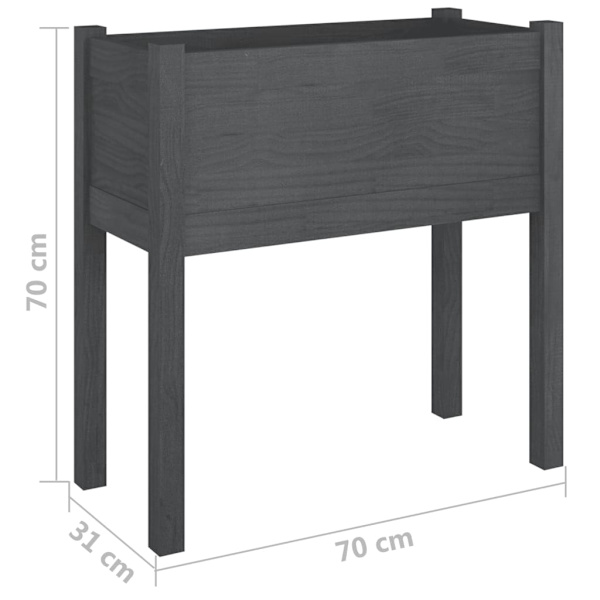vidaXL Odlingslåda grå 70x31x70 cm massiv furu grå