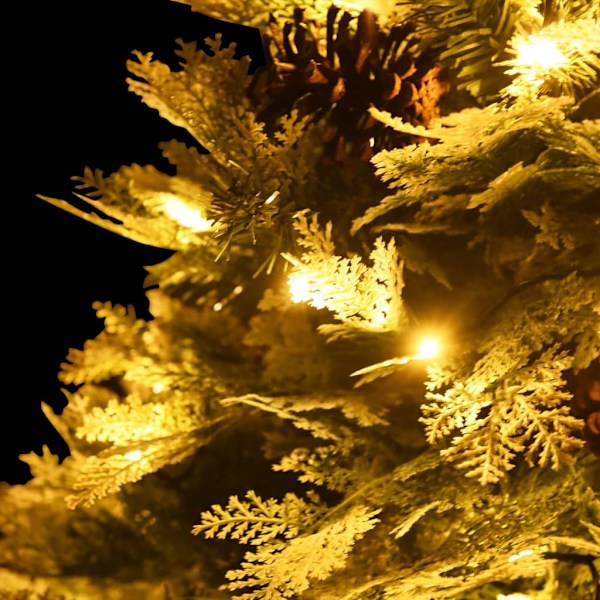 vidaXL Belyst julgran med kottar grön 120 cm PVC&PE Grön
