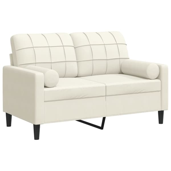 vidaXL 2-sitssoffa med prydnadskuddar gräddvit 120 cm sammet Kräm