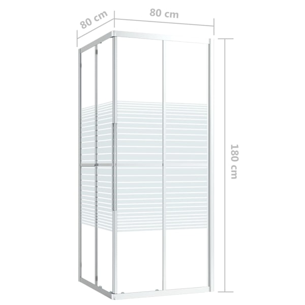 vidaXL Duschvägg ESG 80x80x180 cm silver och vit