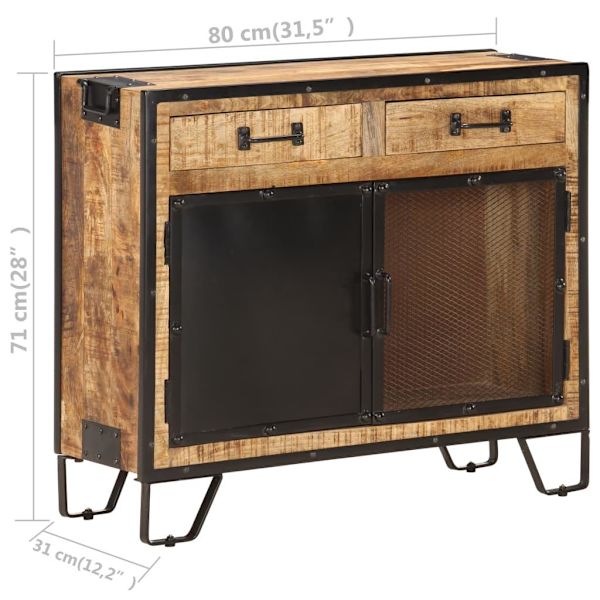 vidaXL Skänk 80x31x71 cm massivt grovt mangoträ Brun