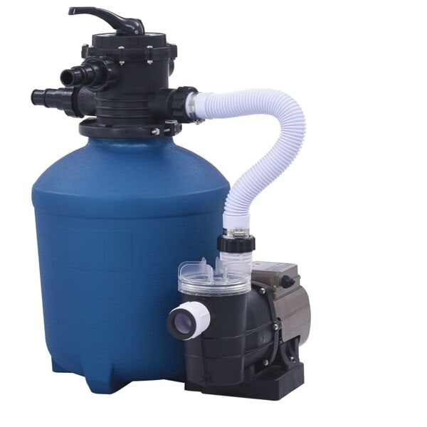 vidaXL Sandfilterpump med timer 530 W 10980 L/tim Blå