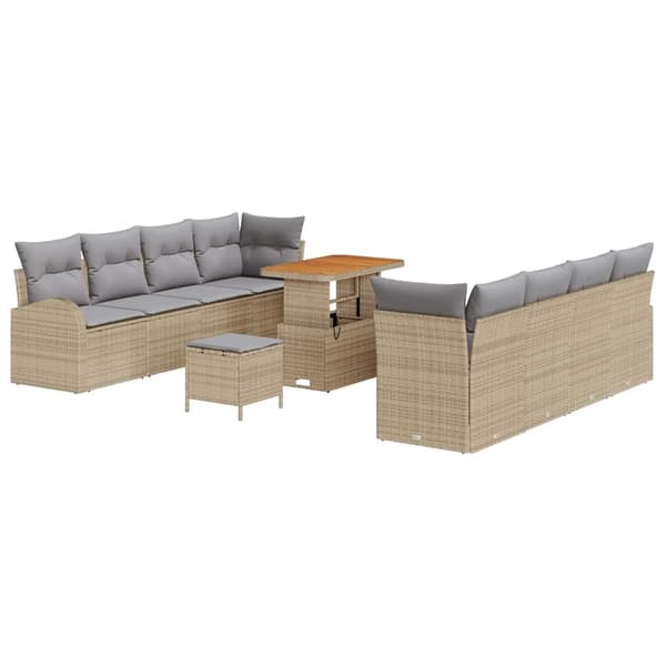 vidaXL Trädgårdsoffset 11 st Beige konstrotting Beige