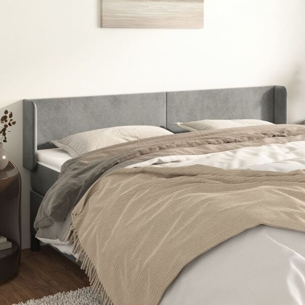 vidaXL Sänggavel med kanter ljusgrå 183x16x78/88 cm sammet Grå