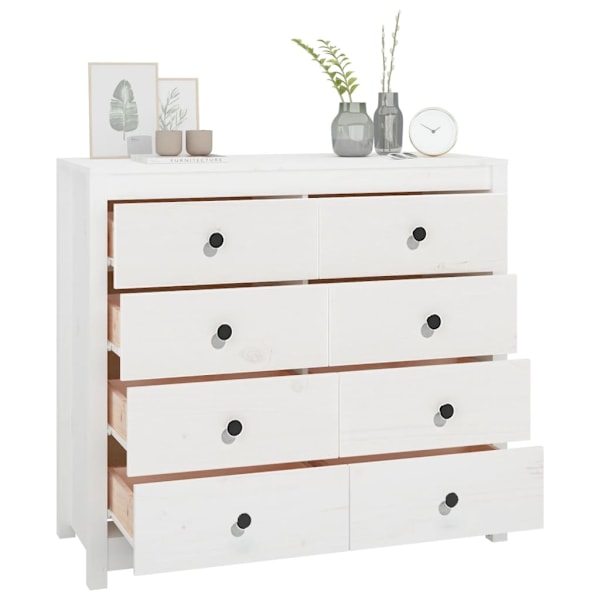vidaXL Sidoskåp vit 100x40x90 cm massiv furu Vit