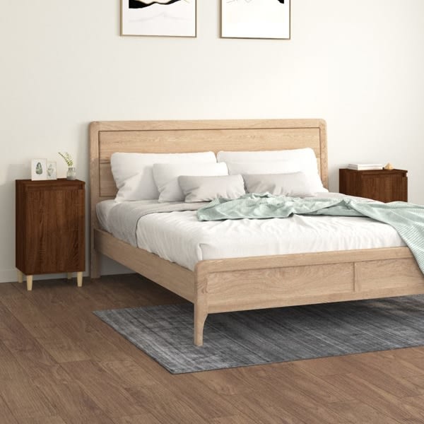 vidaXL Sängbord 2 st rökfärgad brun ek 40x35x70 cm konstruerat t Brun