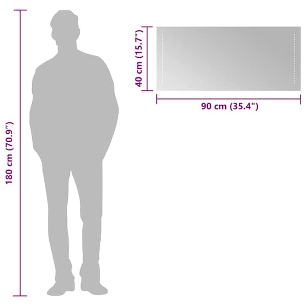 vidaXL Badrumsspegel LED 90x40 cm Transparent