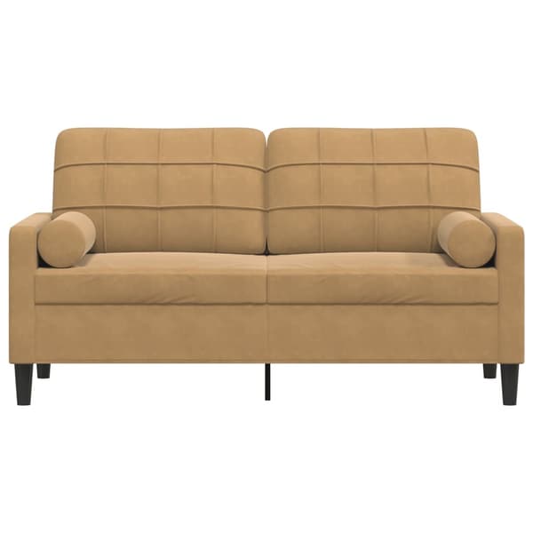 vidaXL 2-sitssoffa med prydnadskuddar brun 140 cm sammet Brun
