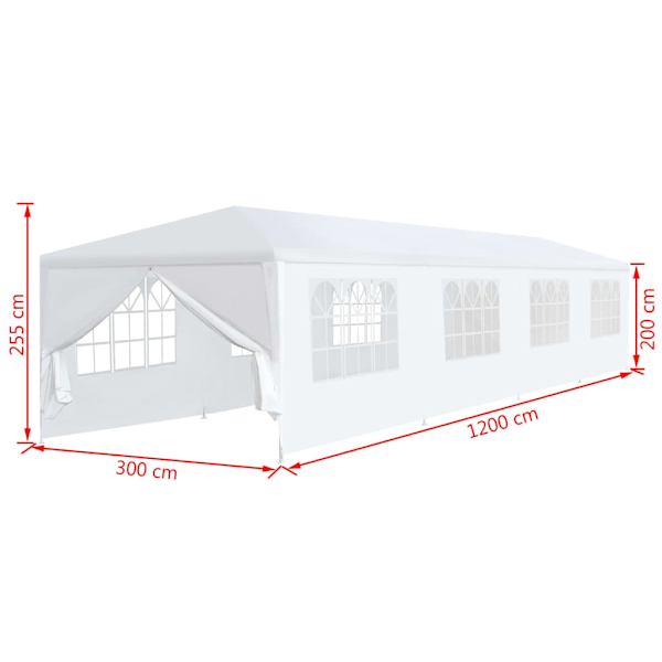 vidaXL Paviljong 3x12 m vit Vit