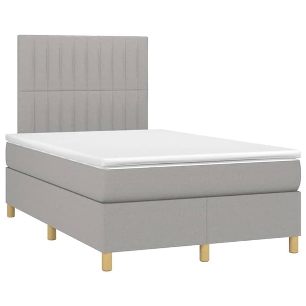 vidaXL Ramsäng med madrass ljusgrå 120x200 cm tyg Grå