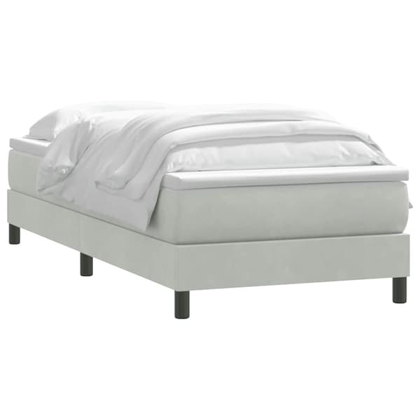 vidaXL Ramsäng med madrass ljusgrå 90x210 cm sammet Grå