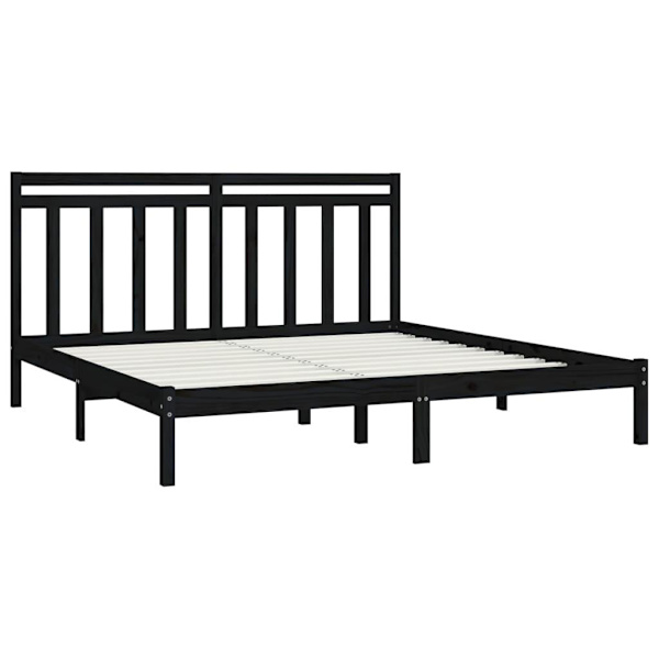 vidaXL Sängram svart massivt trä 200x200 cm Svart