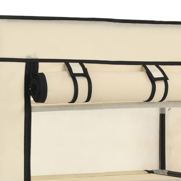 vidaXL Skoförvaring med överdrag gräddvit 58x28x106 cm tyg Creme
