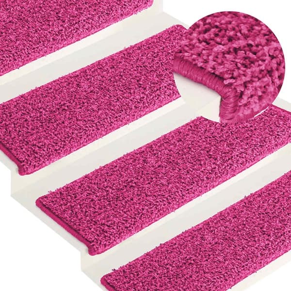 vidaXL Trappmattor 15 st 65x21x4 cm rosa rektangulär kant Rosa