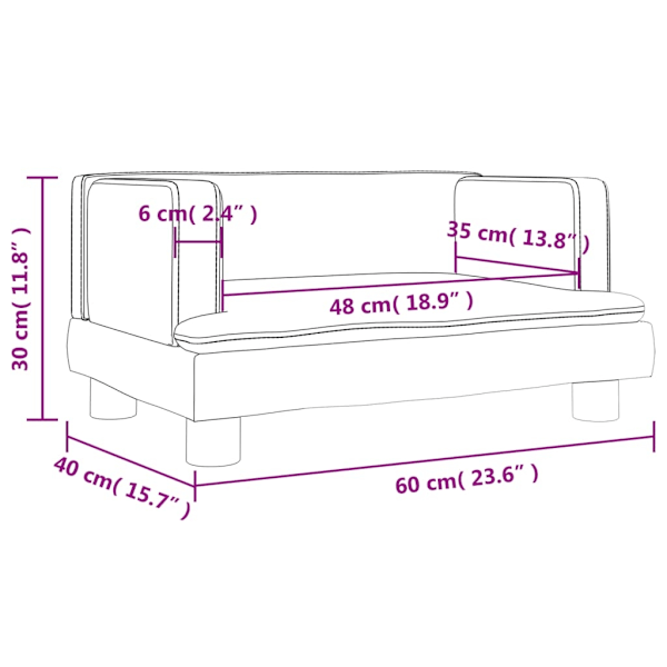 vidaXL Barnsoffa svart 60x40x30 cm konstläder Svart