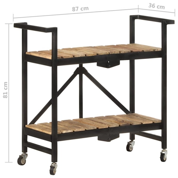 vidaXL Köksvagn 87x36x81 cm massivt mangoträ Brun