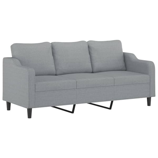 vidaXL Soffgrupp med dynor 3 delar Ljusgrå tyg Grå