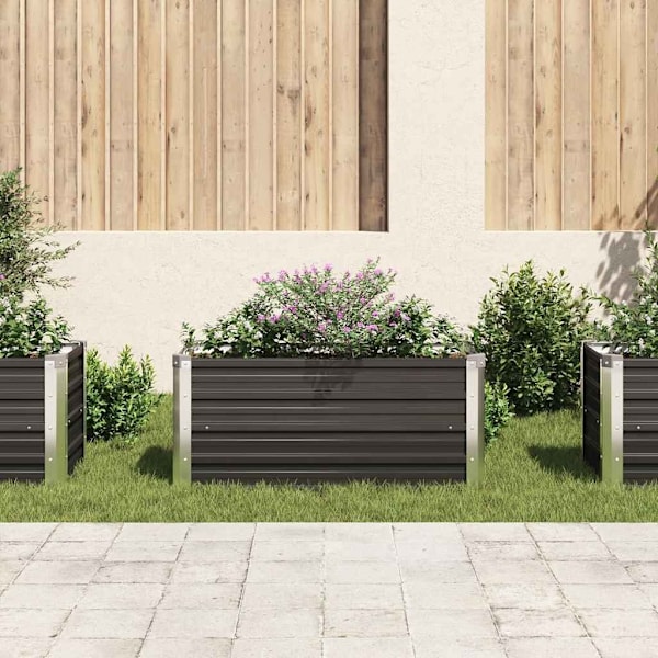 vidaXL Odlingslåda upphöjd antracit 100x40x45 cm galvaniserat stål Antracit