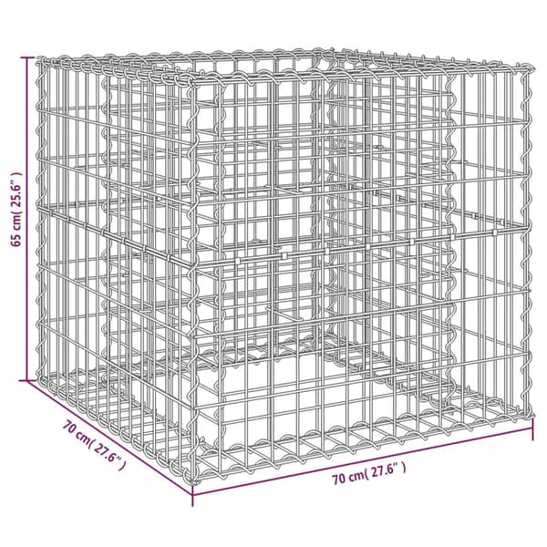 vidaXL Gabionkorg silver 70x70x65 cm galvaniserat järn Silver