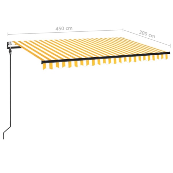 vidaXL Automatisk markis med vindsensor & LED 450x300 cm gul/vit Gul