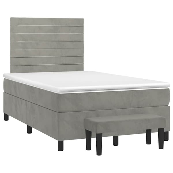 vidaXL Ramsäng med madrass ljusgrå 120x190 cm sammet Grå