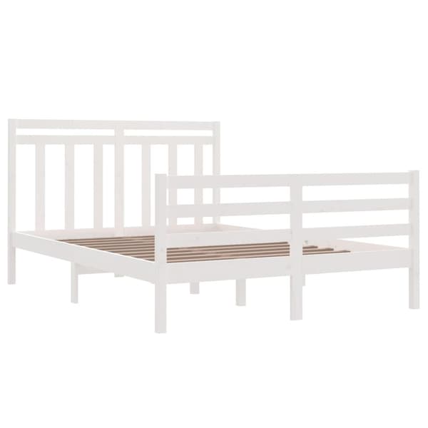 vidaXL Sängram vit massivt trä 140x200 cm Vit