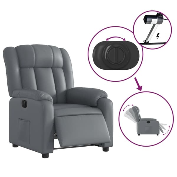 vidaXL Elektrisk reclinerfåtölj grå konstläder Grå