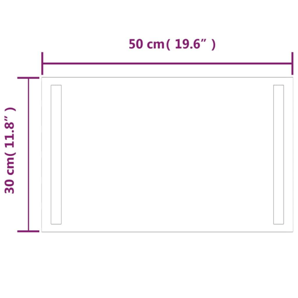 vidaXL Badrumsspegel LED 30x50 cm Transparent