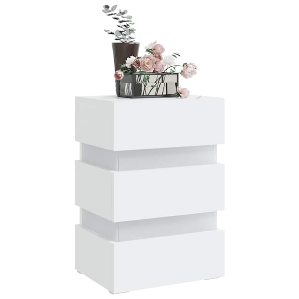 vidaXL Sängskåp LED vit 45x35x67 cm konstruerat trä Vit