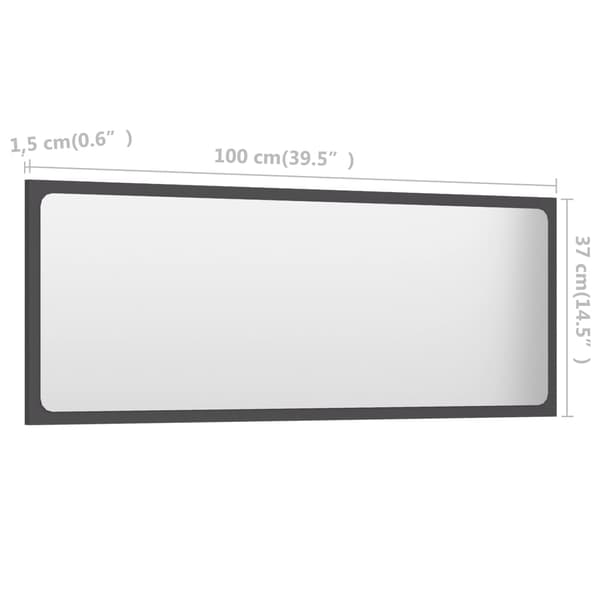 vidaXL Badrumsspegel grå 100x1,5x37 cm spånskiva grå